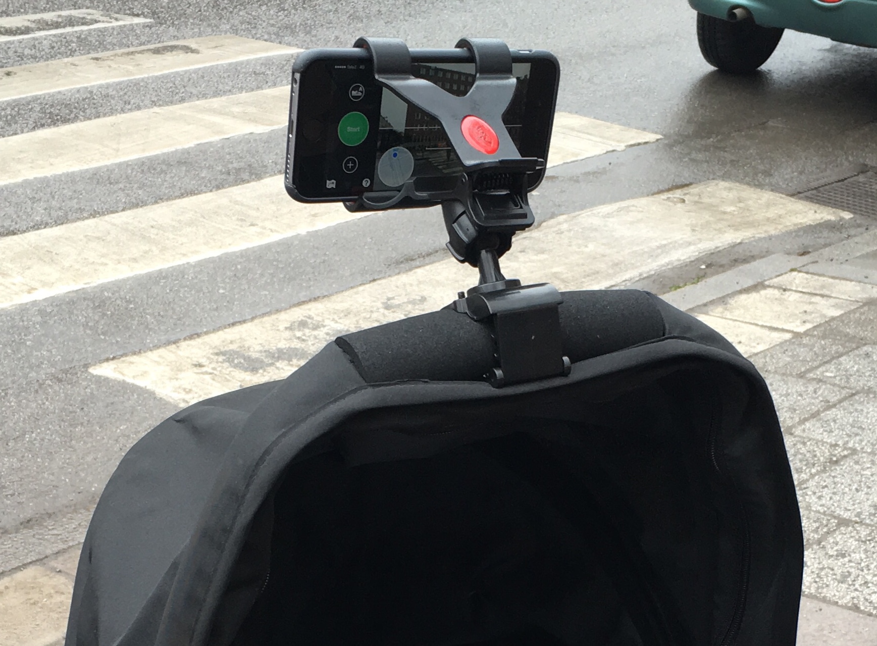Photomapping with a stroller phone mount