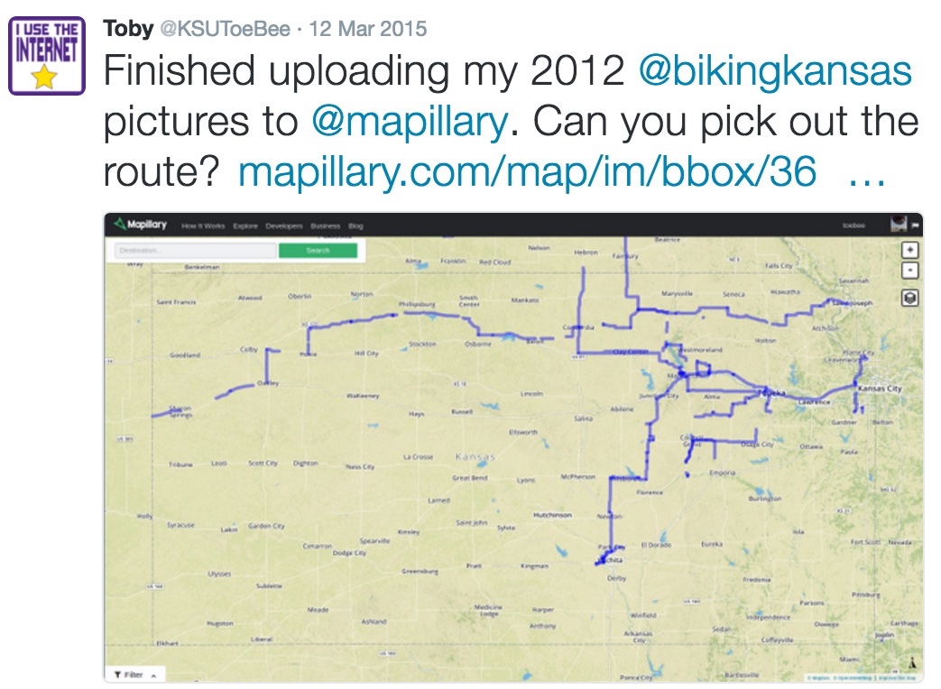 ToeBee Biking Across Kansas Photo Map