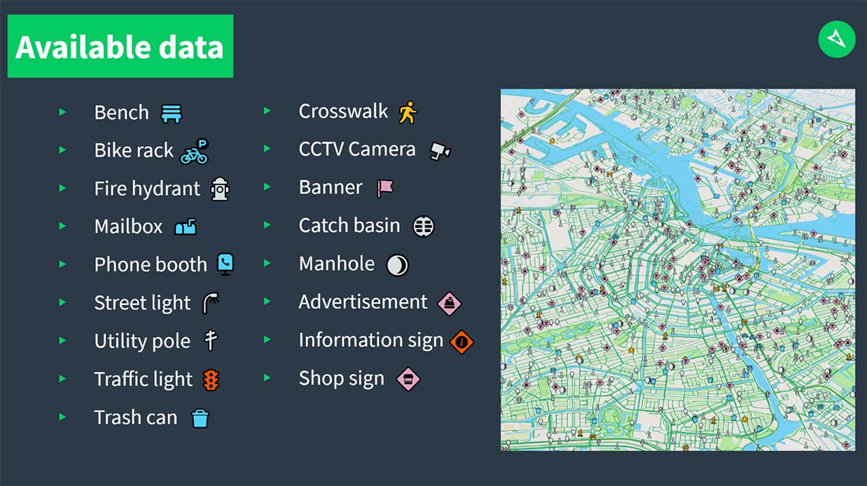 Mapillary map features and corresponding icons