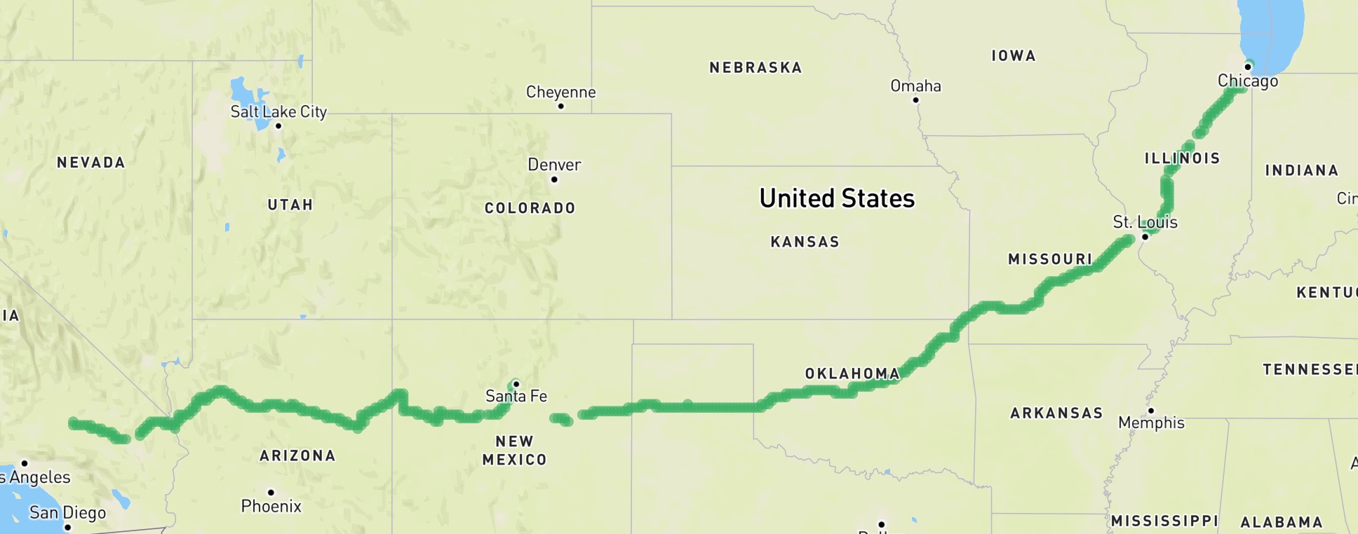 Route 66 Mapillary coverage
