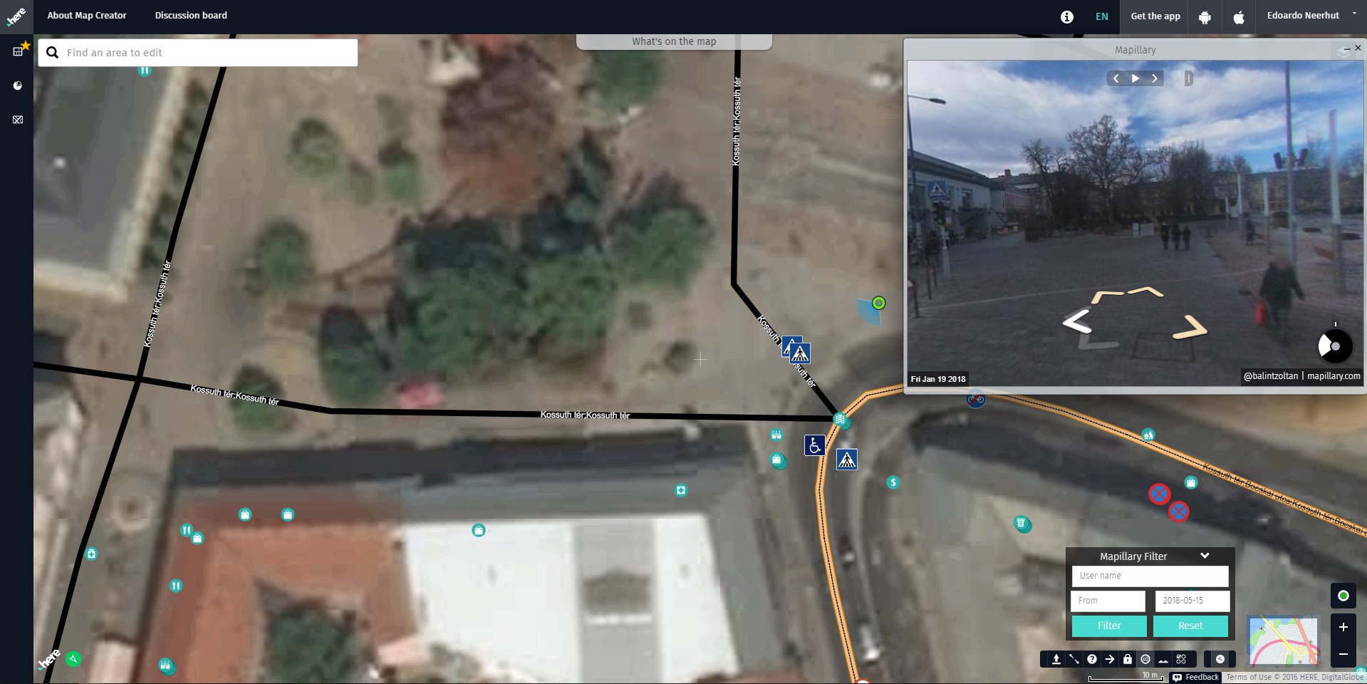 Adding cycling information in Map Creator with Mapillary images