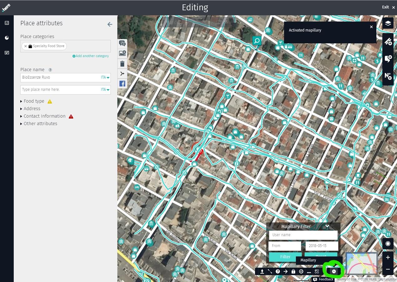 Enabling the Mapillary layer in Map Creator