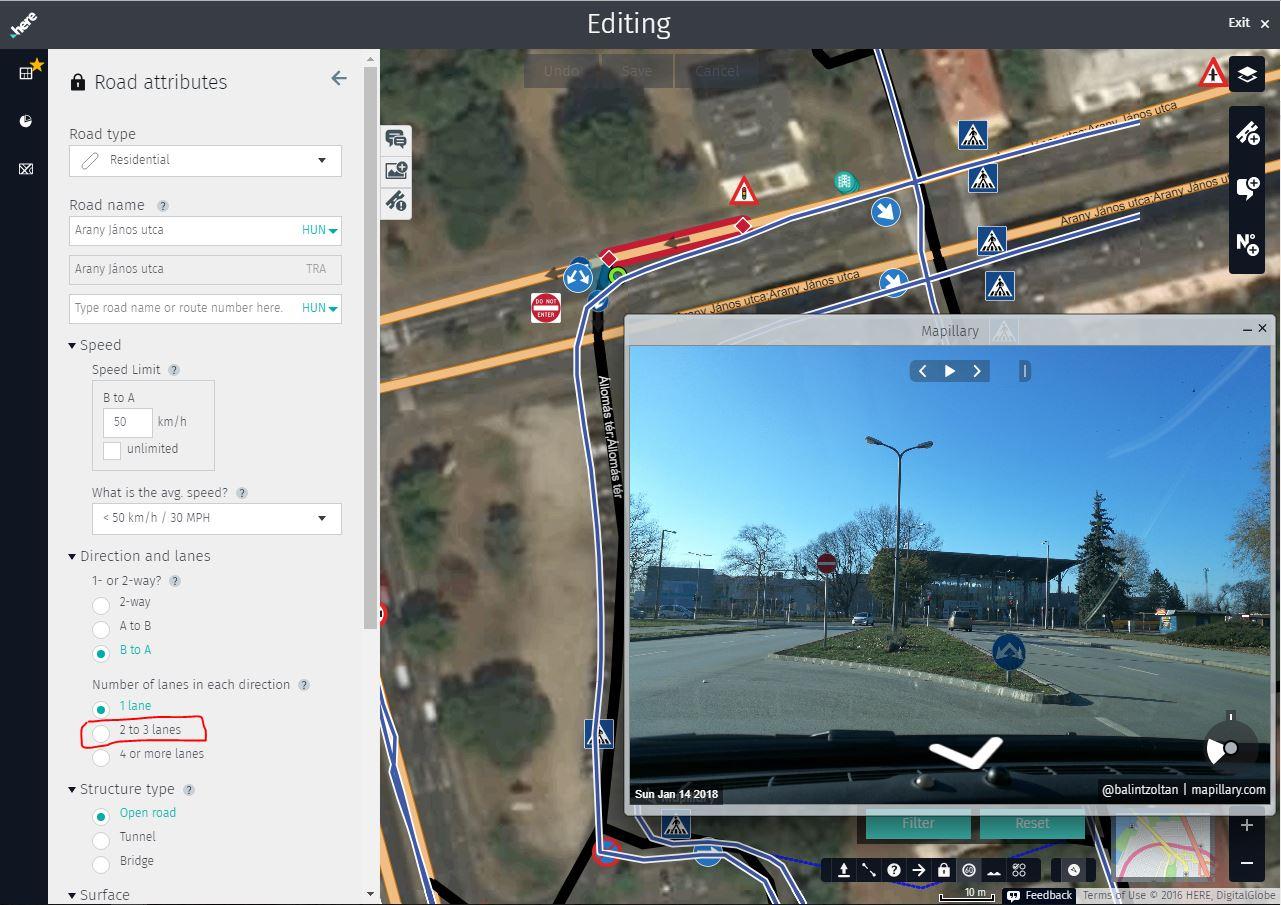 Adding lane information in Map Creator with Mapillary images