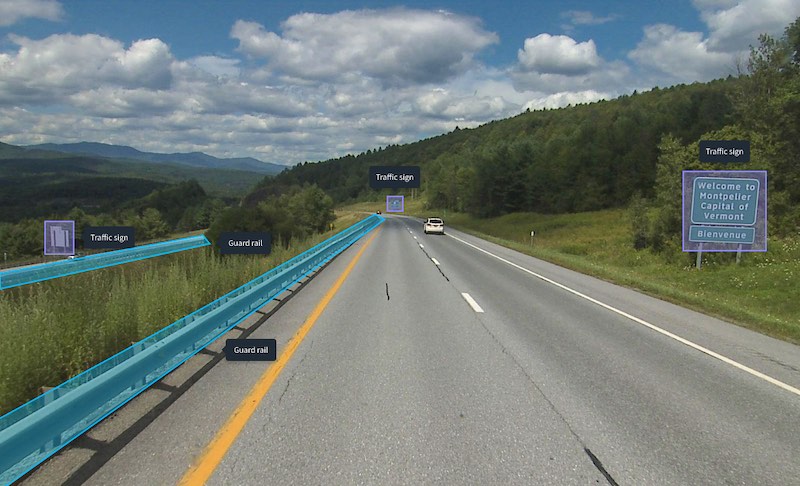 Computer vision identifies guardrails and traffic signs
