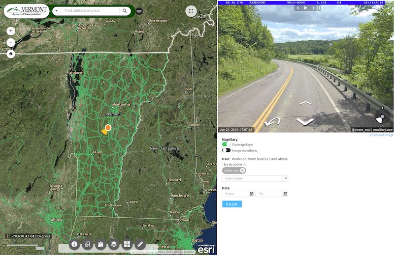 Mapåillary imager in the VTrans Roadway Imagery Viewer