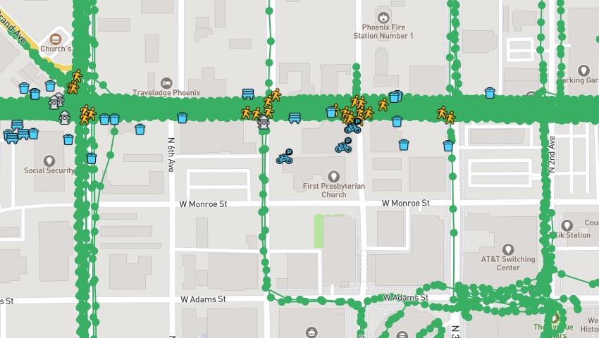 Much of the Mapillary data represented in the icons here in Phoenix, Arizona are not on OpenStreetMap
