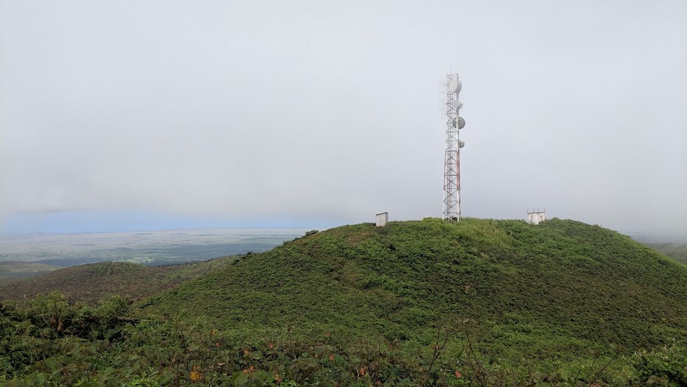 A view over the top of Cerro Crocker and Isla Santa Cruz