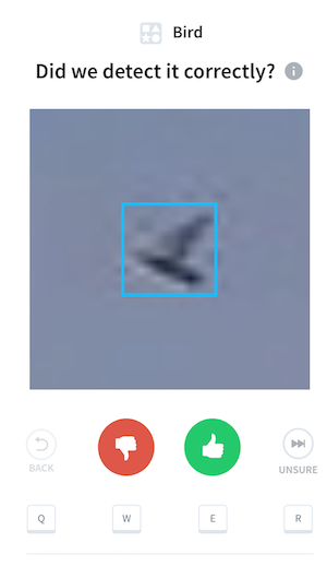 Verification showing pixelated bird