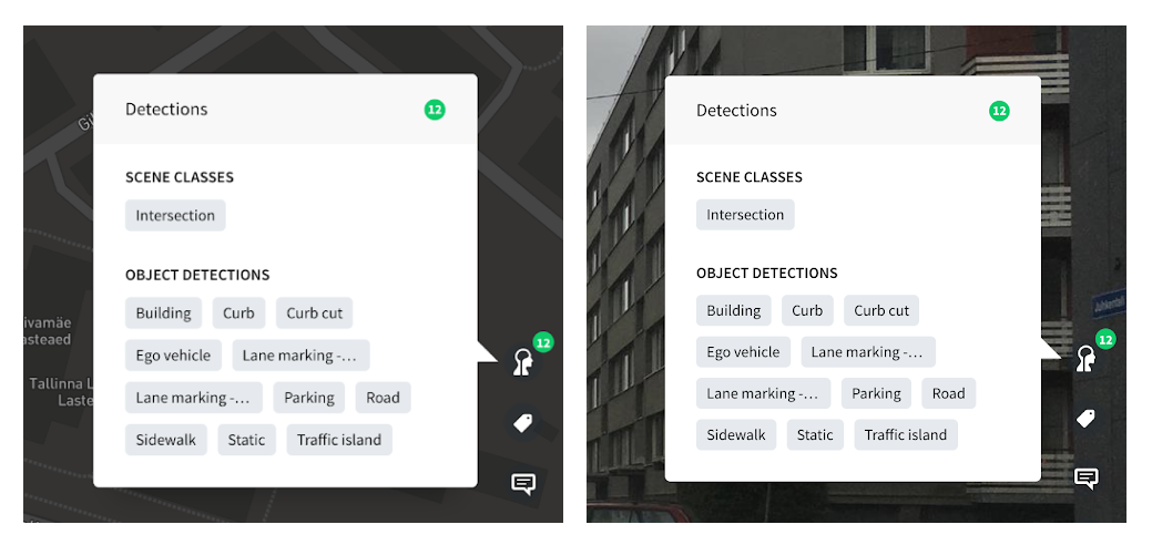 Image UI showing object detections