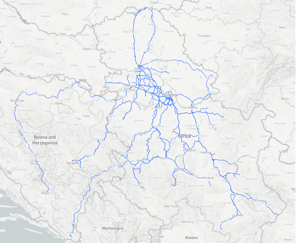 Extensive Mapillary coverage in Serbia.