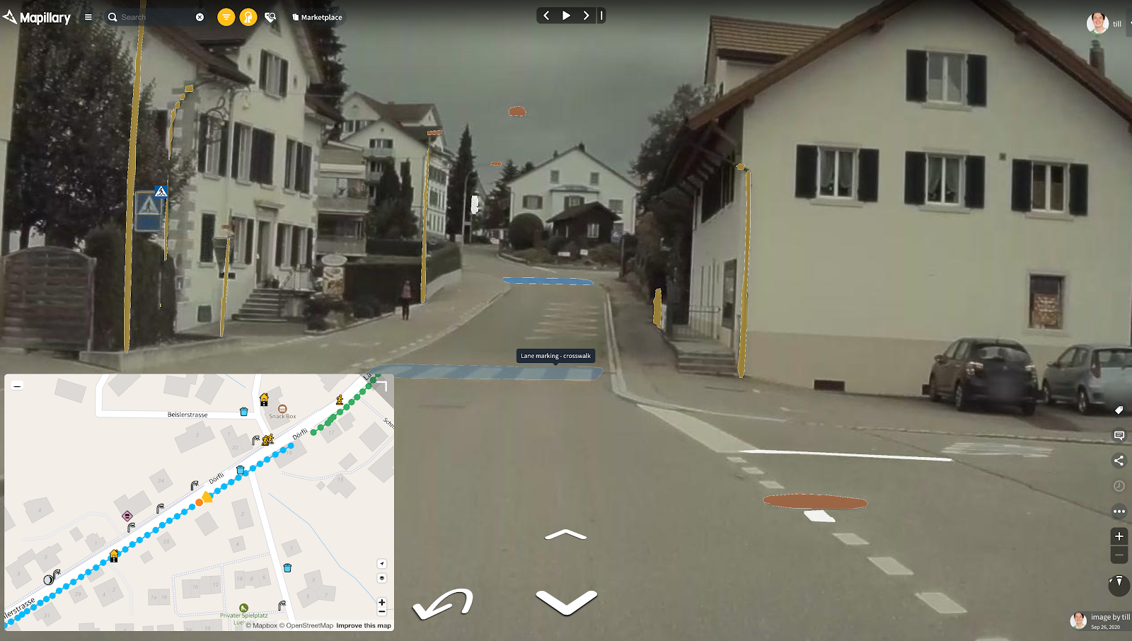 Tesla image after uploading to Mapillary.